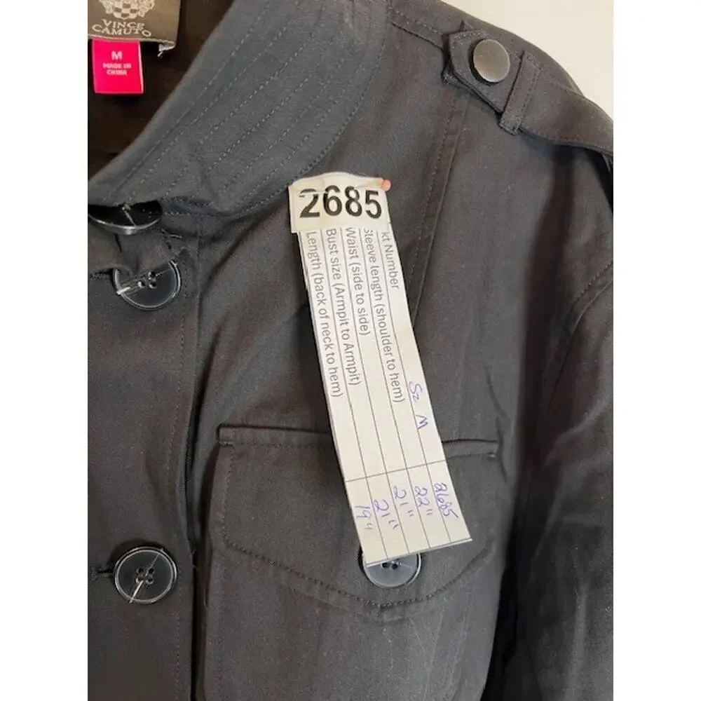 Vince Camuto Button Front Cropped Jacket Women's Black M MSRP $139 - Picture 9 of 9